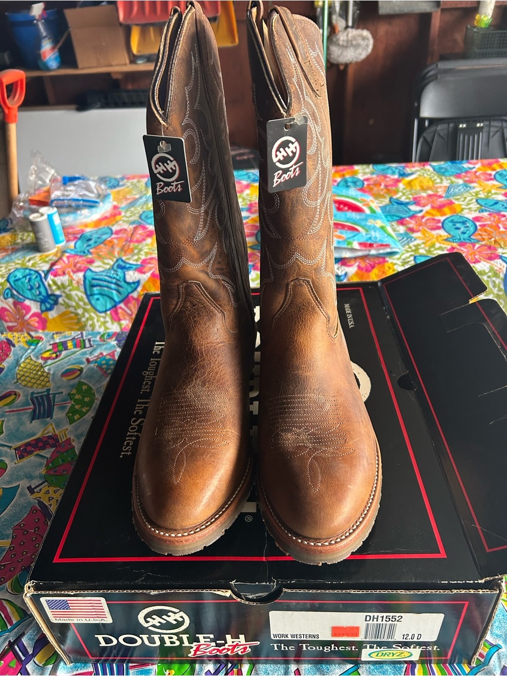 Double H Tan/Brown Western Work Boots for Men